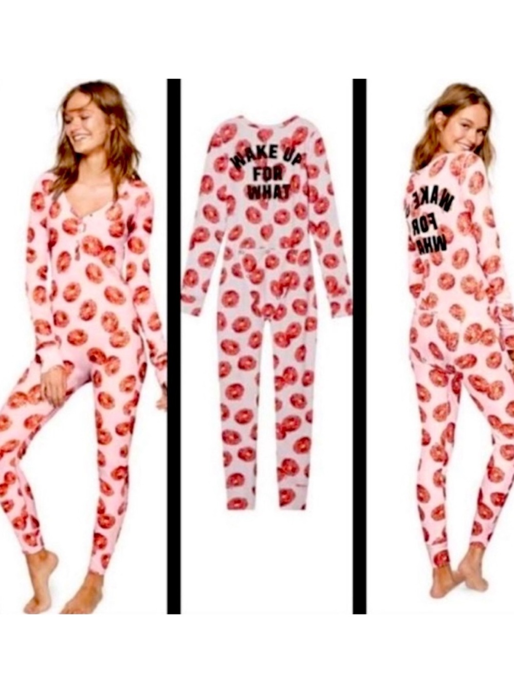 Rare Victoria’s Secret Pink Donut Onesie Pajama Whimsy Sleep